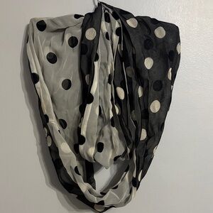 Peter Charles Black and White Polka Dot Scarf